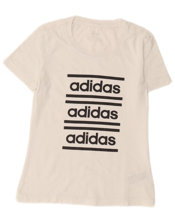 Adidas Womens Graphic T-Shirt Top UK 4 XS White Cotton