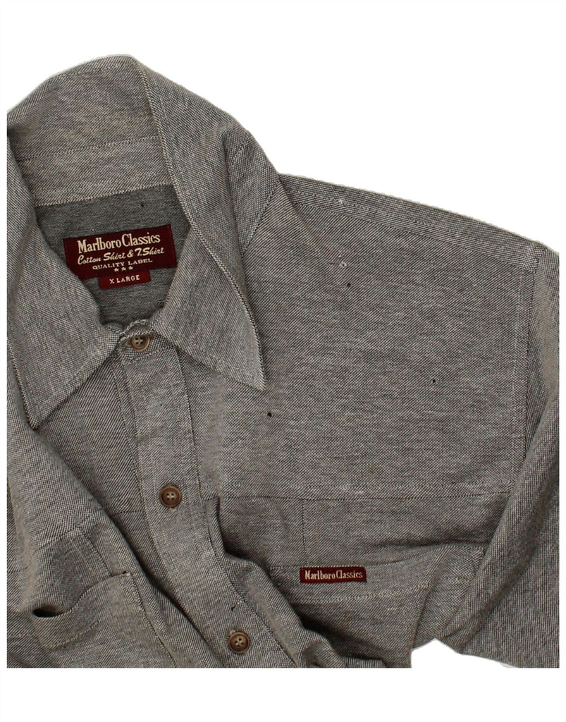 MARLBORO CLASSICS Mens Short Sleeve Shirt XL Grey Cotton Vintage Marlboro Classics and Second-Hand Marlboro Classics from Messina Hembry 