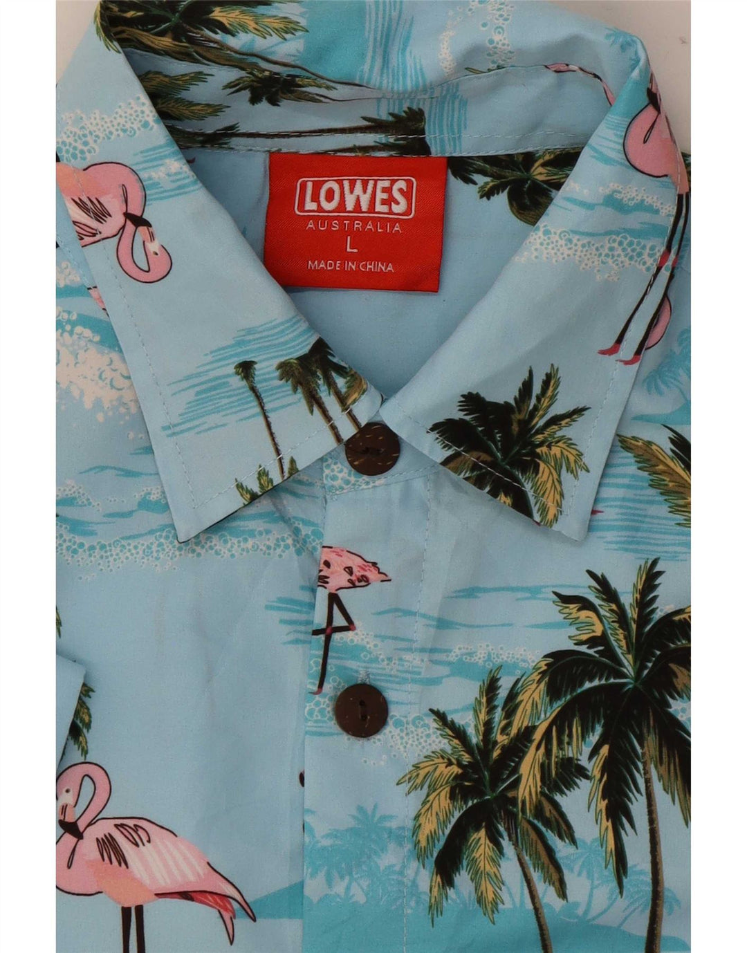 Lowes Mens Hawaiian Short Sleeve Shirt Large Blue