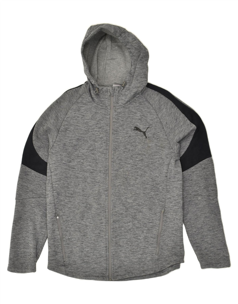 PUMA Mens Graphic Zip Hoodie Sweater Large Grey Colourblock Cotton | Vintage Puma | Thrift | Second-Hand Puma | Used Clothing | Messina Hembry 