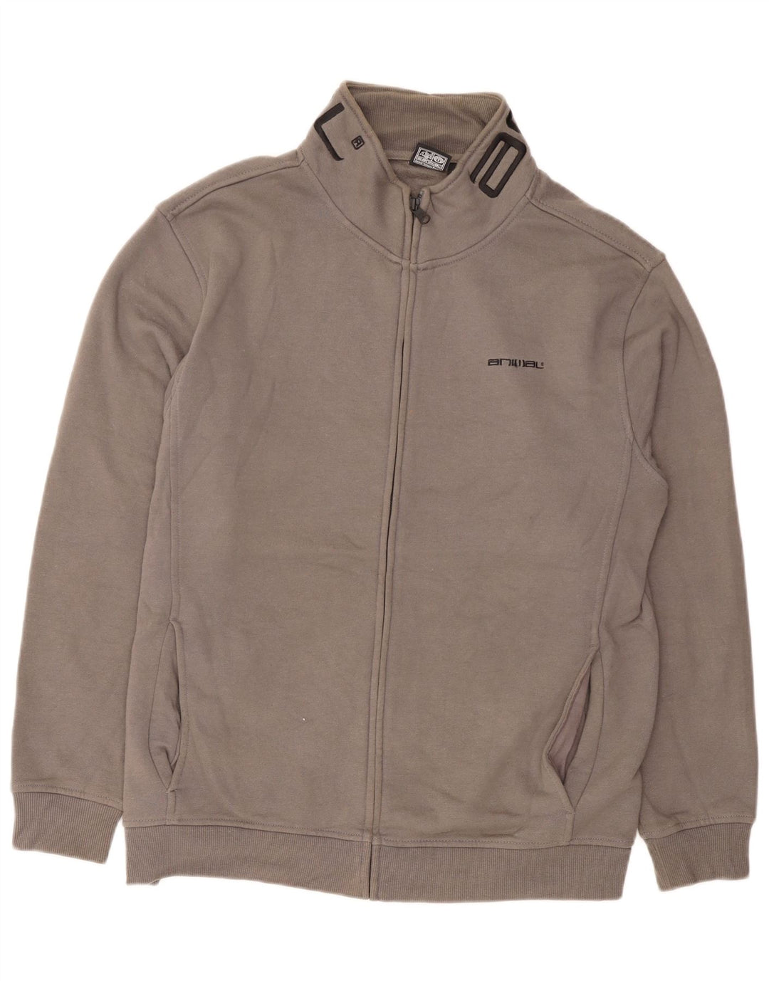 Animal Mens Graphic Tracksuit Top Jacket Large Grey Cotton
