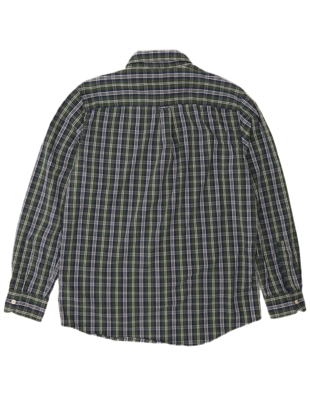 Chaps Mens Easy Care Shirt Medium Green Check Cotton