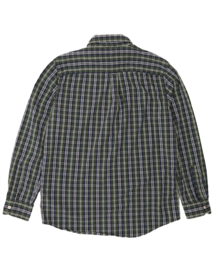 Chaps Mens Easy Care Shirt Medium Green Check Cotton