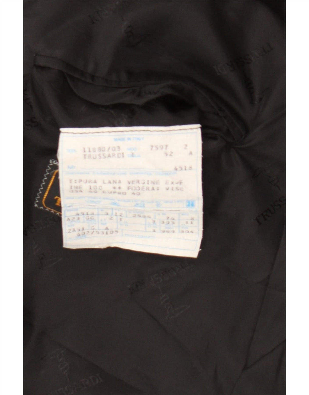 Trussardi Mens Double Breasted Blazer Jacket IT 52 XL Black Virgin Wool