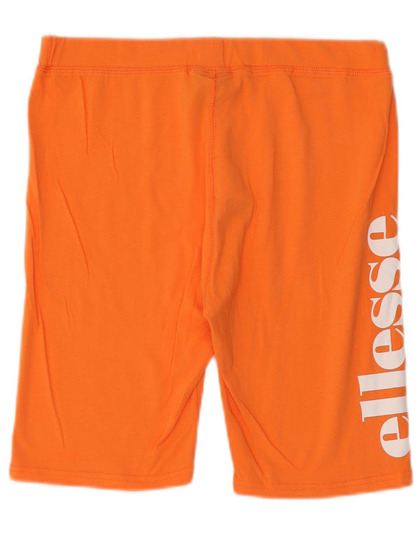 Ellesse Womens Graphic Sport Shorts UK 14 Medium Orange Cotton