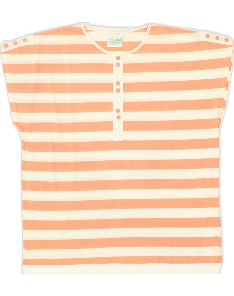 CANDA Womens T-Shirt Top EU 40 Medium Orange Striped Cotton | Vintage Canda | Thrift | Second-Hand Canda | Used Clothing | Messina Hembry 