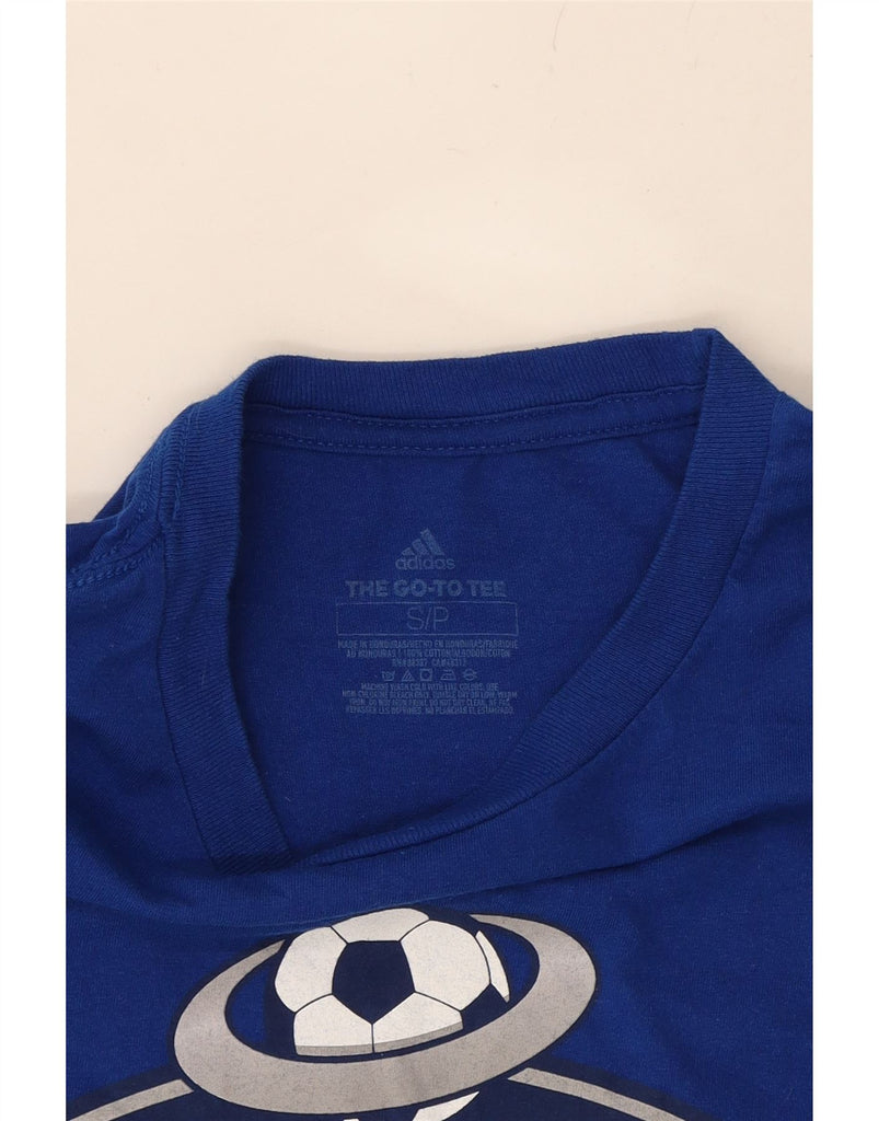 ADIDAS Mens Graphic T-Shirt Top Small Blue Cotton Vintage Adidas and Second-Hand Adidas from Messina Hembry 