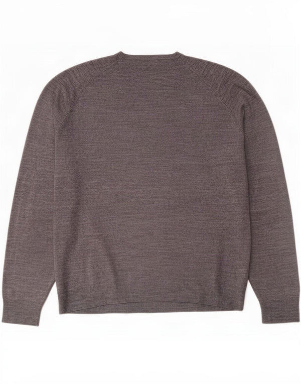 Marks & Spencer Mens Blue Harbour V-Neck Jumper Sweater Medium Grey Acrylic