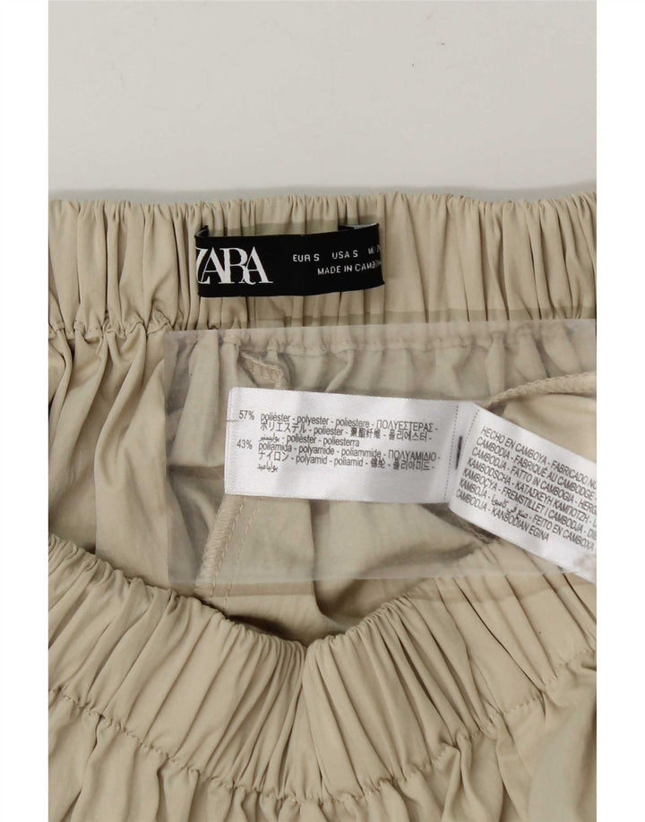Zara Womens Flared Skirt Small W26  Beige Polyester