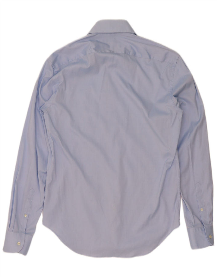 Boggi Mens Custom Fit Shirt Size 39 Medium Blue Cotton