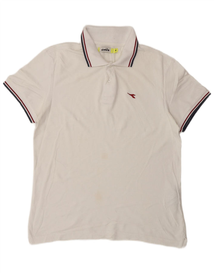DIADORA Mens Polo Shirt Medium White Cotton