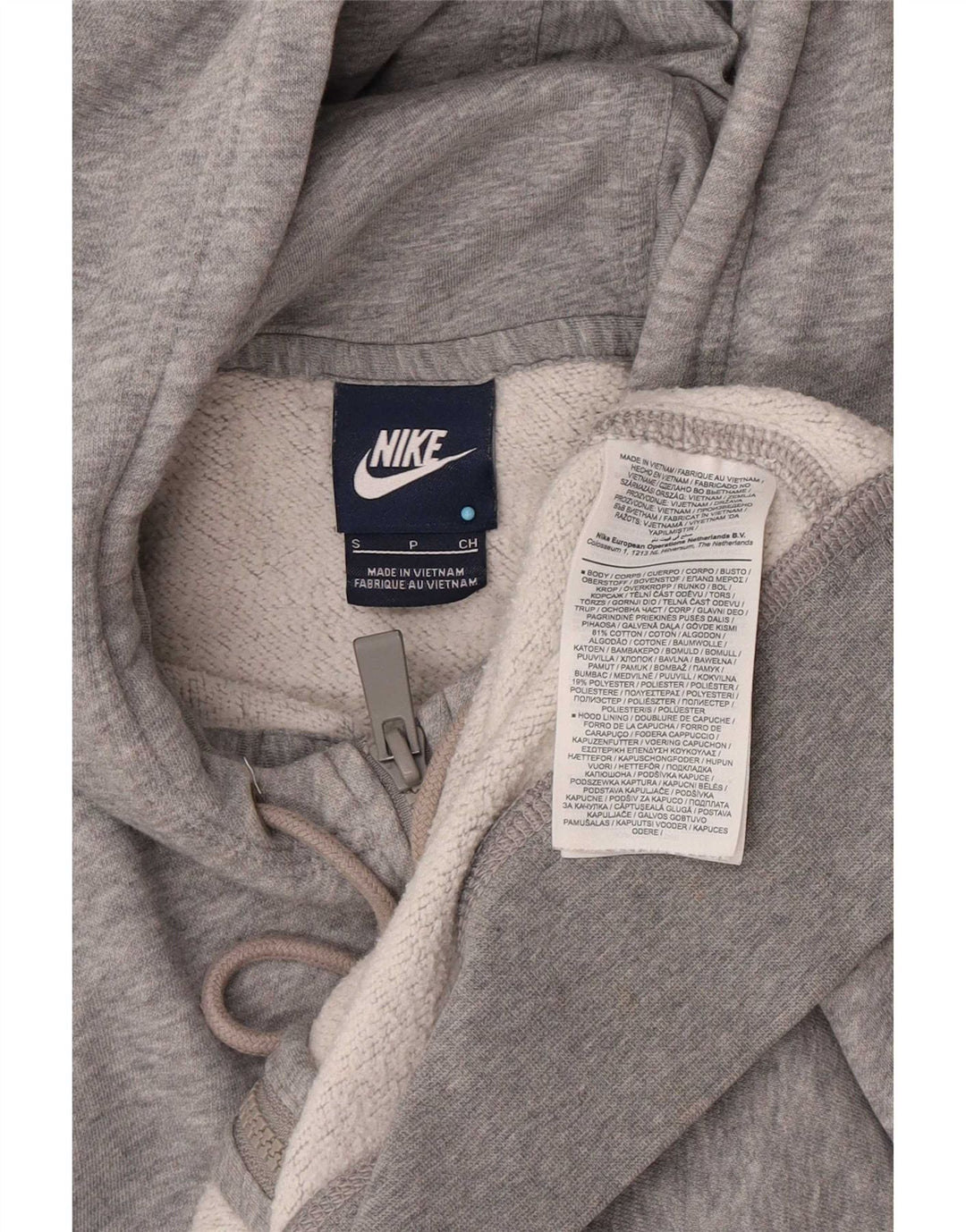 Nike Mens Zip Hoodie Sweater Small Grey Flecked Cotton