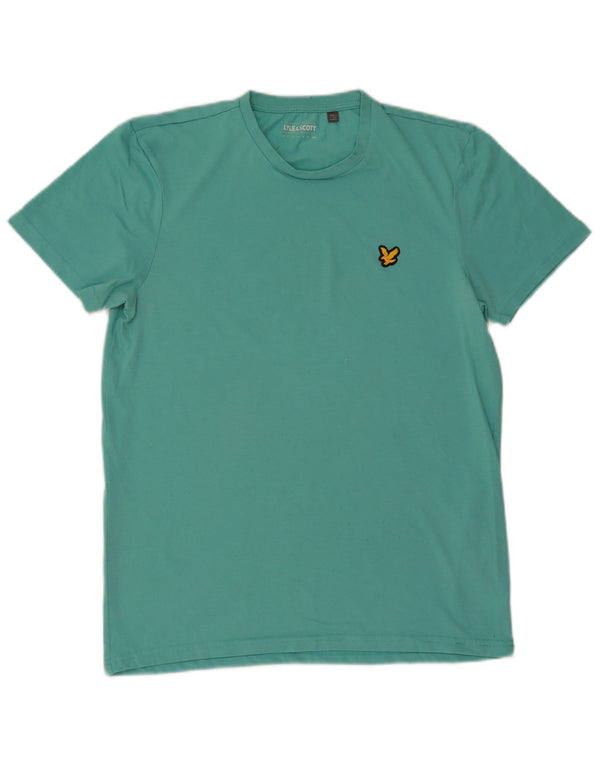 LYLE & SCOTT Mens T-Shirt Top Medium Turquoise Cotton