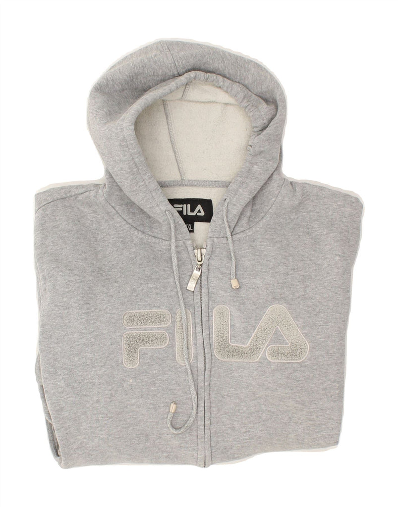 FILA Womens Graphic Zip Hoodie Sweater UK 18 XL Grey Cotton | Vintage Fila | Thrift | Second-Hand Fila | Used Clothing | Messina Hembry 