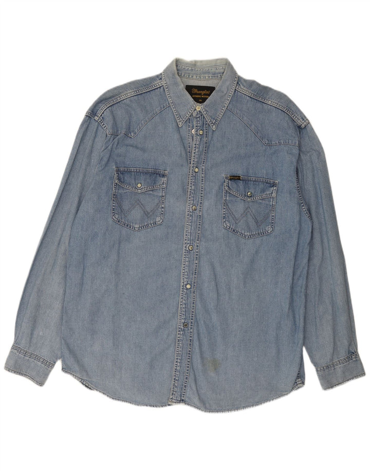 Wrangler Mens Denim Shirt 2XL Blue Cotton