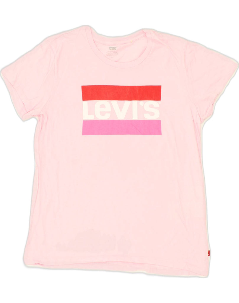 LEVI'S Womens Graphic T-Shirt Top UK 16 Large Pink Cotton | Vintage Levi's | Thrift | Second-Hand Levi's | Used Clothing | Messina Hembry 