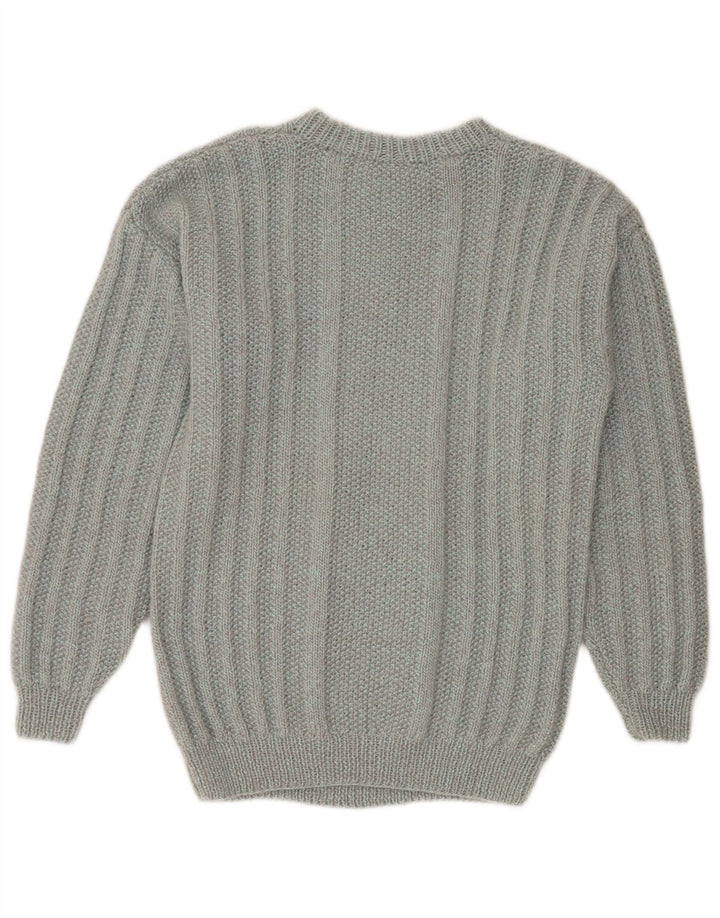 Vintage Mens Crew Neck Jumper Sweater Medium Grey