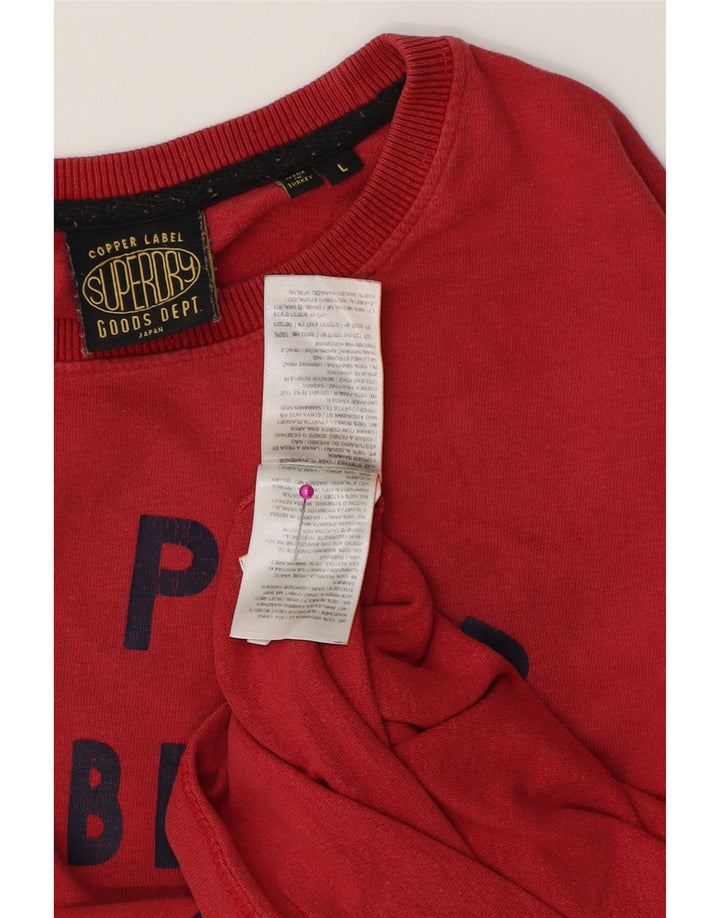 SUPERDRY Mens Graphic T-Shirt Top Large Red Cotton