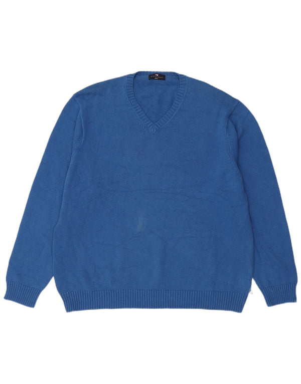 Marks & Spencer Mens Blue Harbour V-Neck Jumper Sweater 2XL Blue Cotton