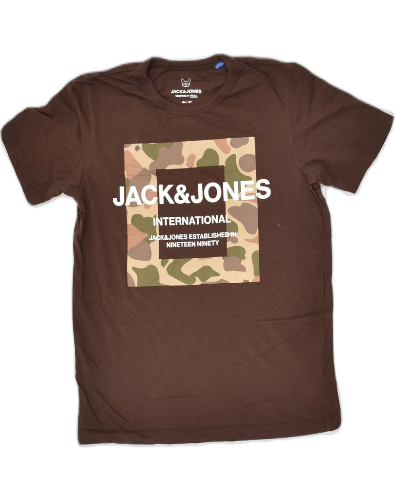 JACK & JONES Boys Graphic T-Shirt Top 11-12 Years Brown Cotton | Vintage Jack & Jones | Thrift | Second-Hand Jack & Jones | Used Clothing | Messina Hembry 