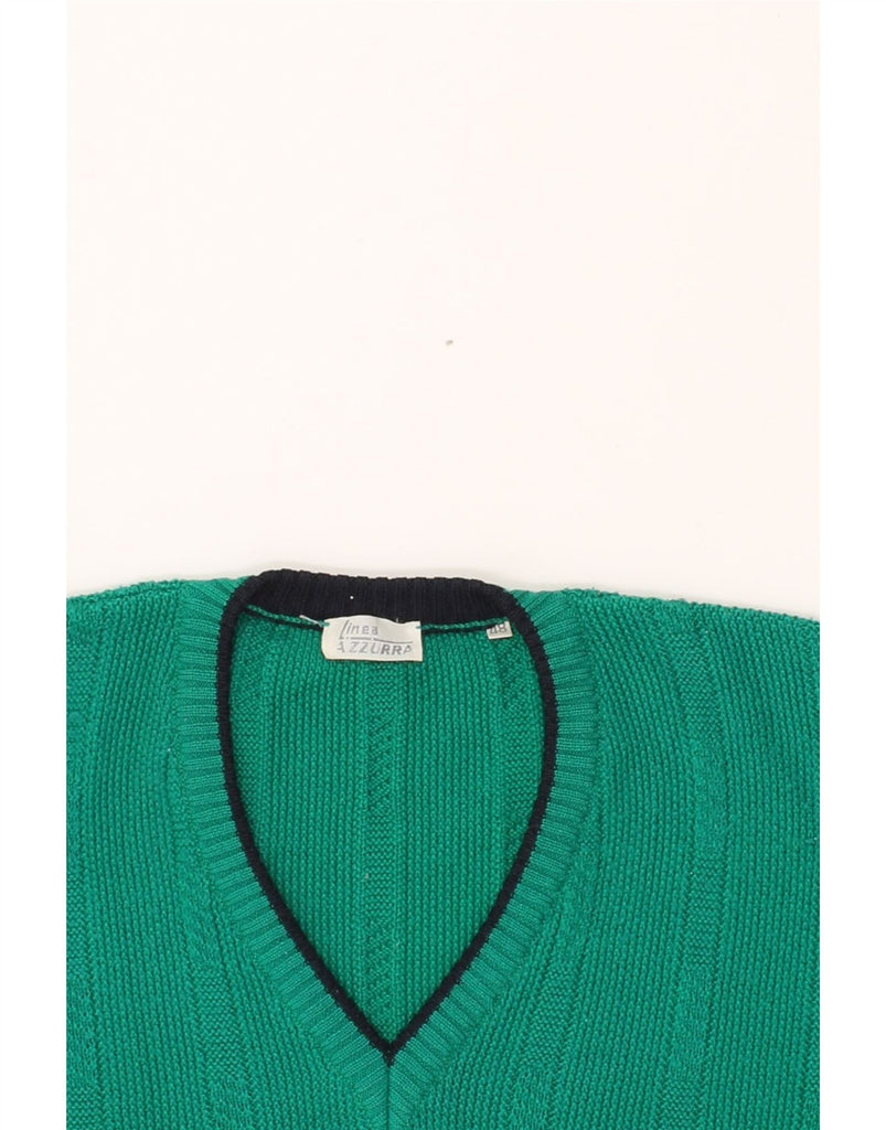 VINTAGE Mens V-Neck Jumper Sweater IT 48 Small Green Wool Vintage Vintage and Second-Hand Vintage from Messina Hembry 