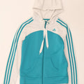 Adidas Womens Zip Hoodie Sweater UK 12 Medium White Colourblock Polyester