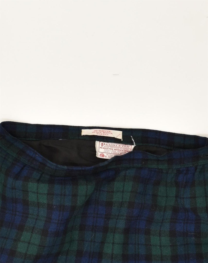 PENDLETON Womens A-Line Skirt UK 14 Medium W28  Navy Blue Check | Vintage Pendleton | Thrift | Second-Hand Pendleton | Used Clothing | Messina Hembry 