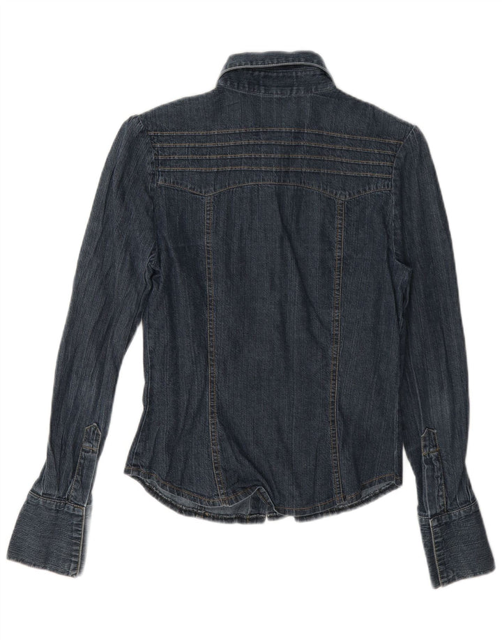 Oasis Womens Denim Shirt UK 8 Small Navy Blue Cotton