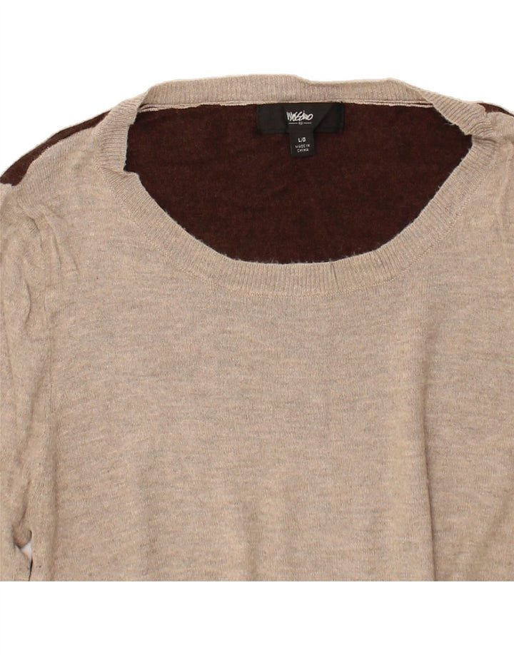 MOSSIMO Womens Boat Neck Jumper Sweater UK 14 Large Beige Colourblock Vintage Mossimo and Second-Hand Mossimo from Messina Hembry 