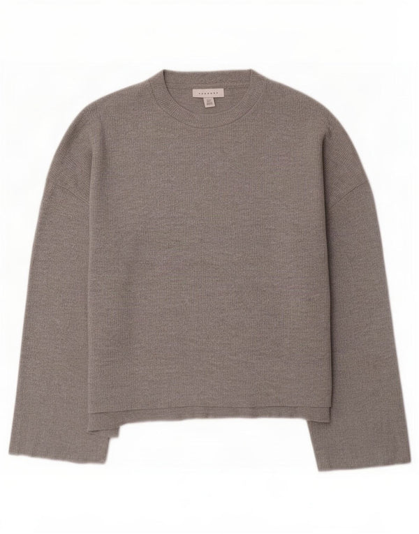 Topshop Womens Oversized Top 3/4 Sleeve UK 10 Small Grey