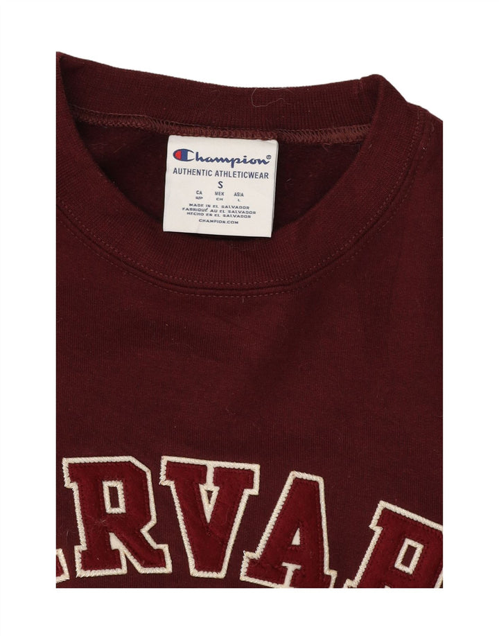 CHAMPION Mens Harvard Graphic Sweatshirt Jumper Small Burgundy Cotton