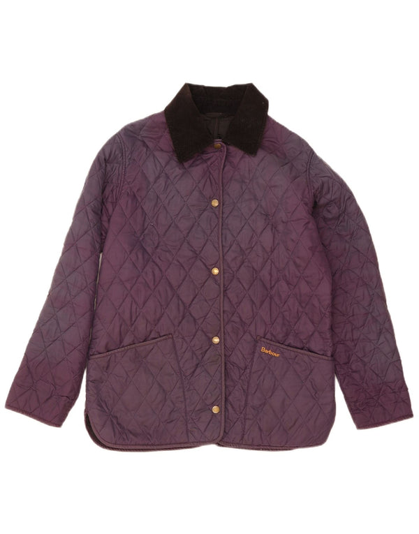Barbour Womens Quilted Jacket UK 12 Medium  Purple Polyester
