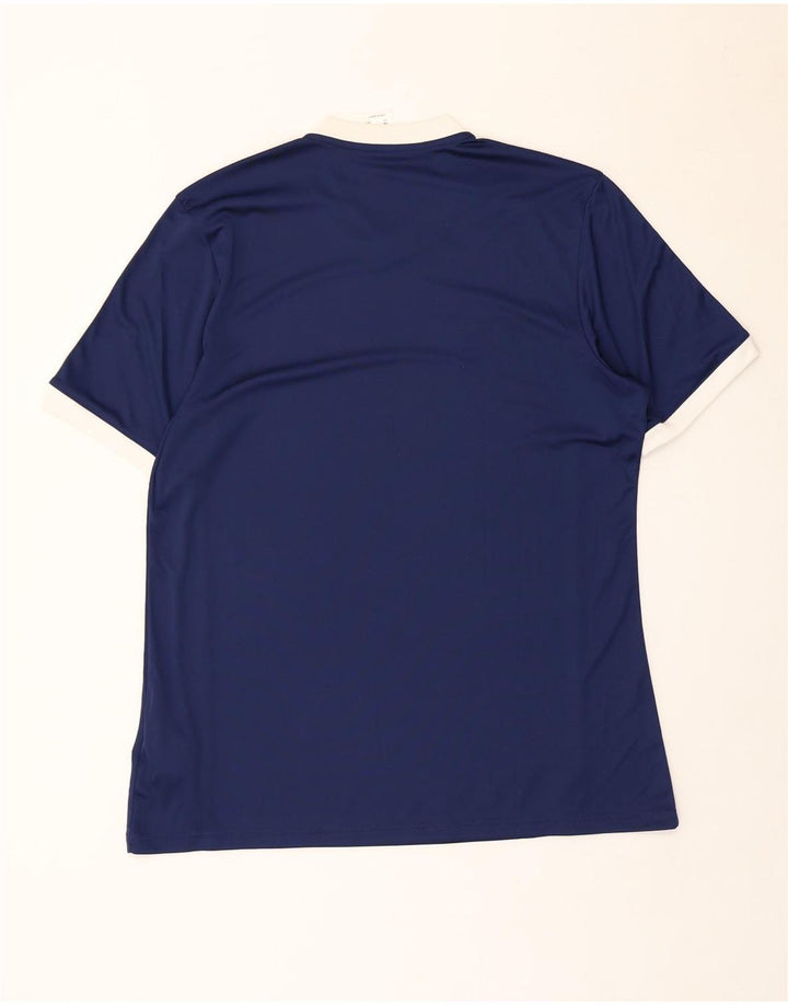 Adidas Mens T-Shirt Top Large Navy Blue Striped Polyester