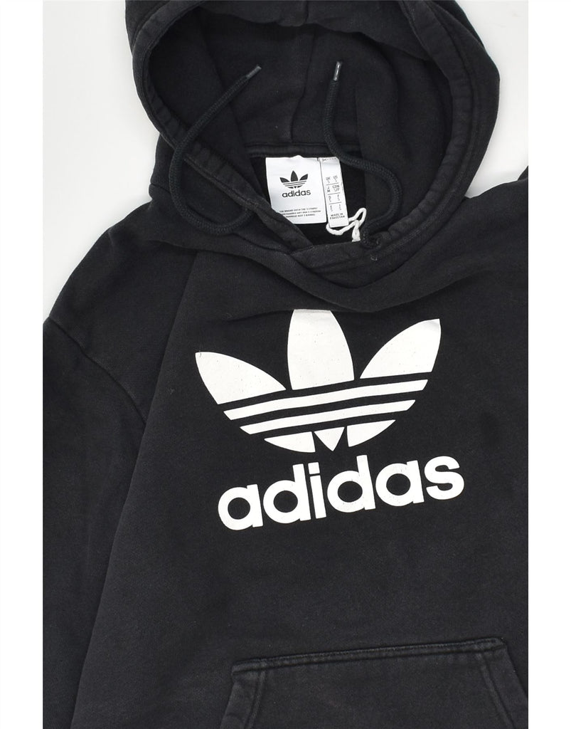 ADIDAS Mens Graphic Hoodie Jumper Small Black Cotton | Vintage Adidas | Thrift | Second-Hand Adidas | Used Clothing | Messina Hembry 