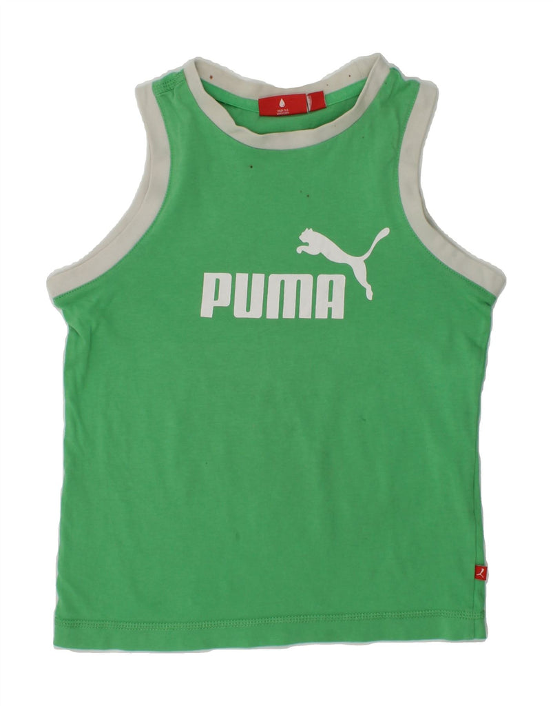 PUMA Boys Graphic Vest Top 7-8 Years Green Cotton | Vintage Puma | Thrift | Second-Hand Puma | Used Clothing | Messina Hembry 