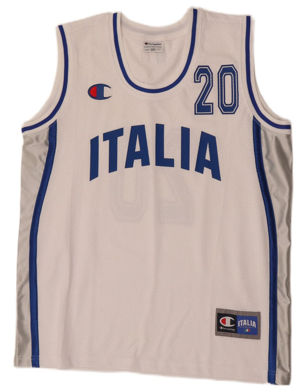 Champion Boys Italia Graphic Vest Top 15-16 Years 2XL White Colourblock
