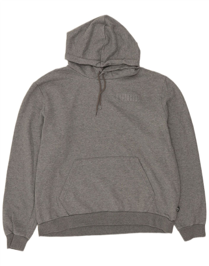PUMA Mens Hoodie Jumper XL Grey Flecked Cotton