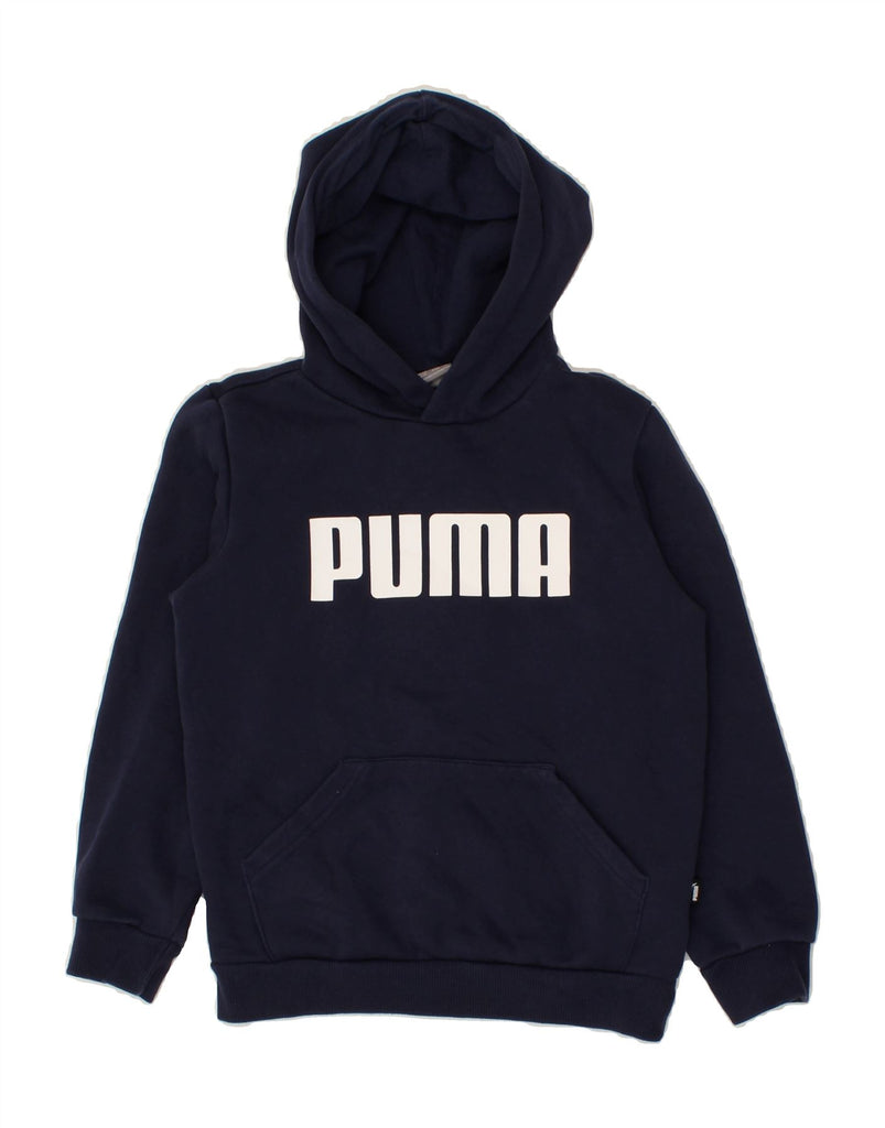 PUMA Boys Graphic Hoodie Jumper 9-10 Years Navy Blue Cotton | Vintage Puma | Thrift | Second-Hand Puma | Used Clothing | Messina Hembry 