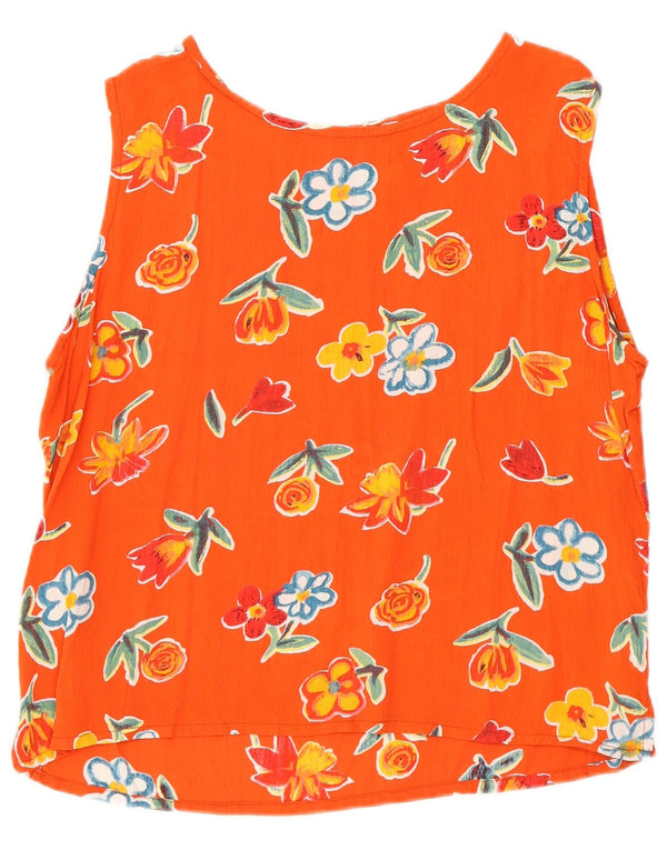 Amaranto Womens Vest Top UK 14 Large Orange Floral Viscose