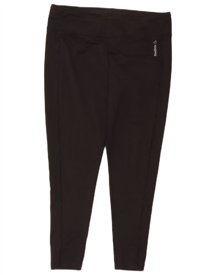 Reebok Womens Leggings UK 20/22 XL Black Polyester