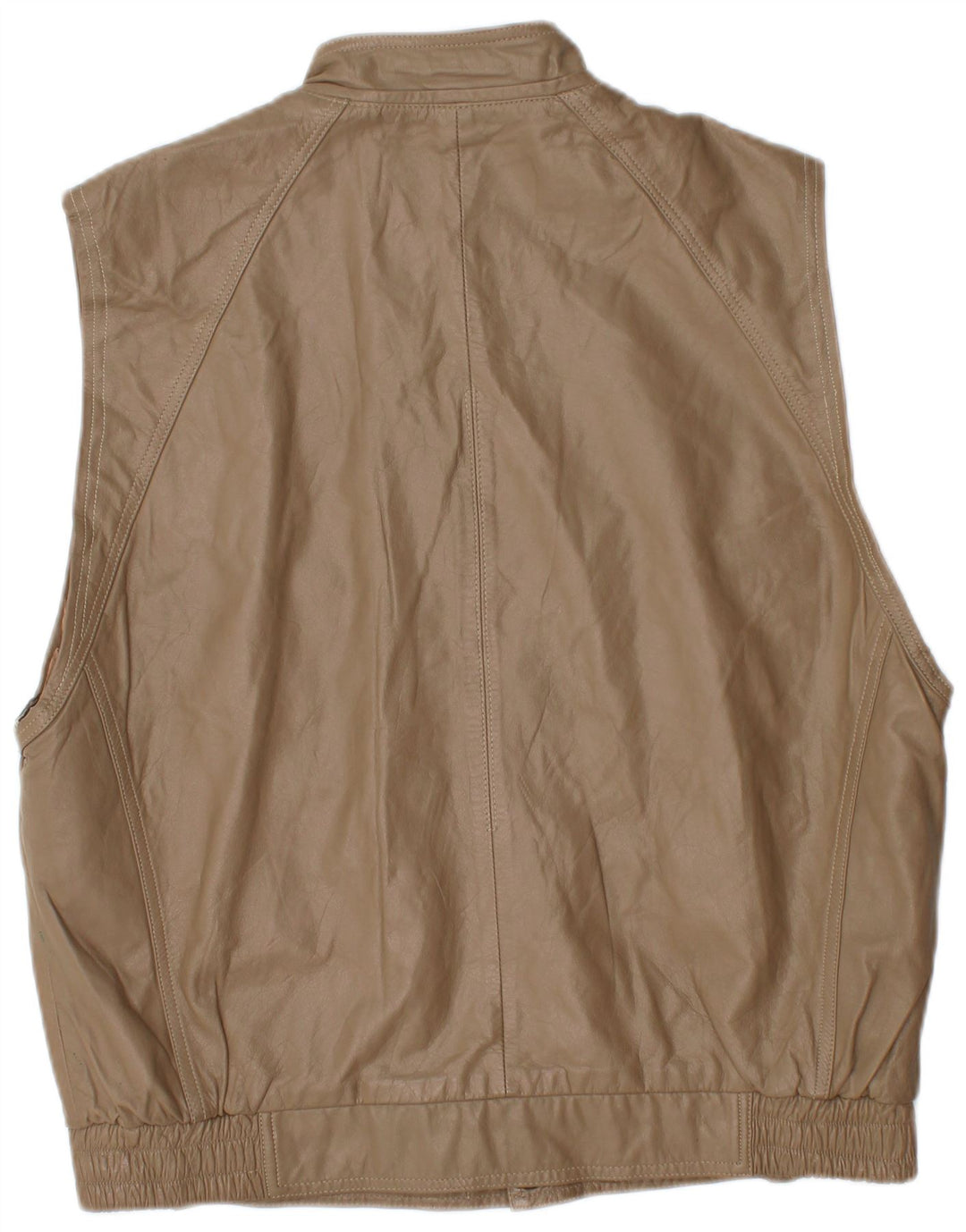 VINTAGE Mens Leather Gilet UK 40 Large Brown