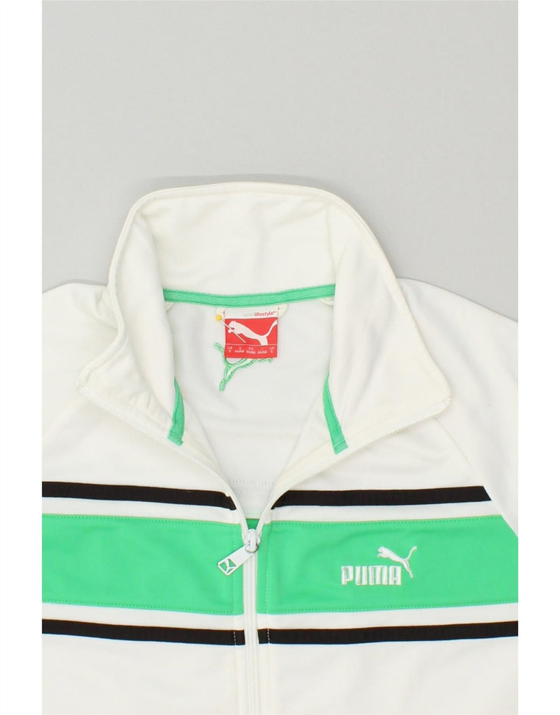 PUMA Mens Graphic Tracksuit Top Jacket Small White Colourblock Polyester | Vintage Puma | Thrift | Second-Hand Puma | Used Clothing | Messina Hembry 