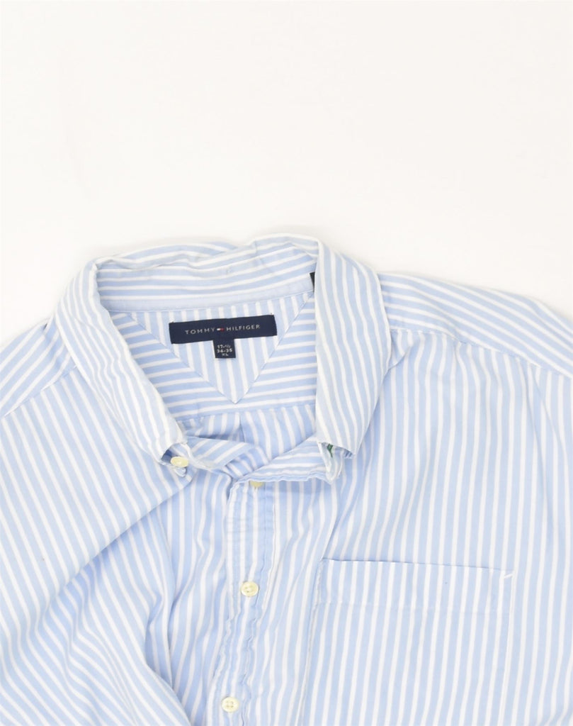 TOMMY HILFIGER Mens Shirt Size 17 1/2 XL Blue Striped Cotton | Vintage Tommy Hilfiger | Thrift | Second-Hand Tommy Hilfiger | Used Clothing | Messina Hembry 