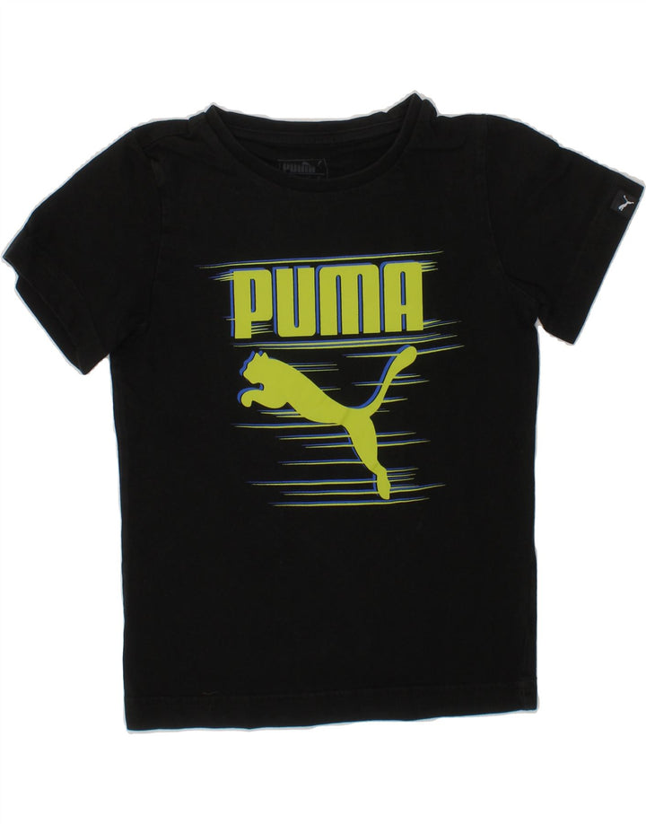 PUMA Boys Graphic T-Shirt Top 5-6 Years Black Cotton Vintage Puma and Second-Hand Puma from Messina Hembry 