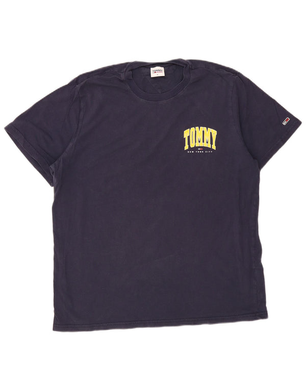TOMMY HILFIGER Mens Graphic T-Shirt Top XL Navy Blue Cotton