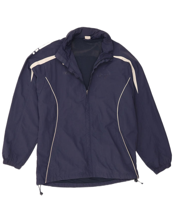 Asics Mens Hooded Rain Jacket UK 40 Large Navy Blue Colourblock Nylon