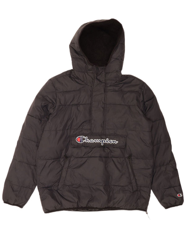 Champion Mens Hooded Padded Anorak Jacket UK 40 Large Black Polyamide