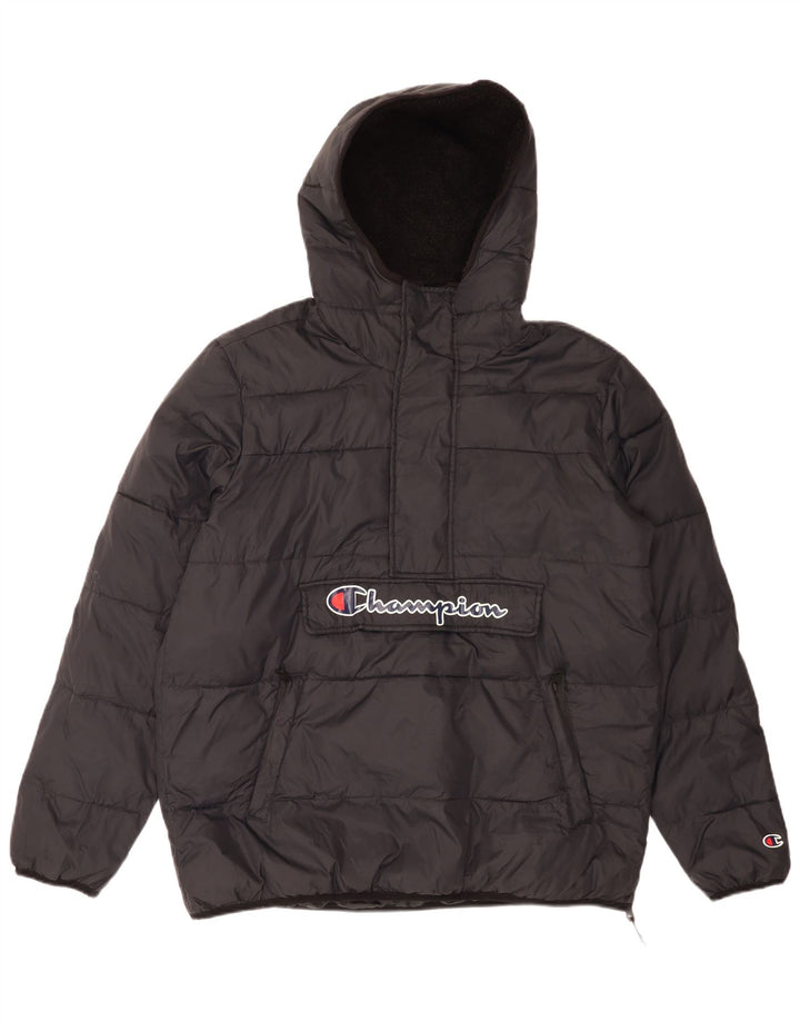 Champion Mens Hooded Padded Anorak Jacket UK 40 Large Black Polyamide