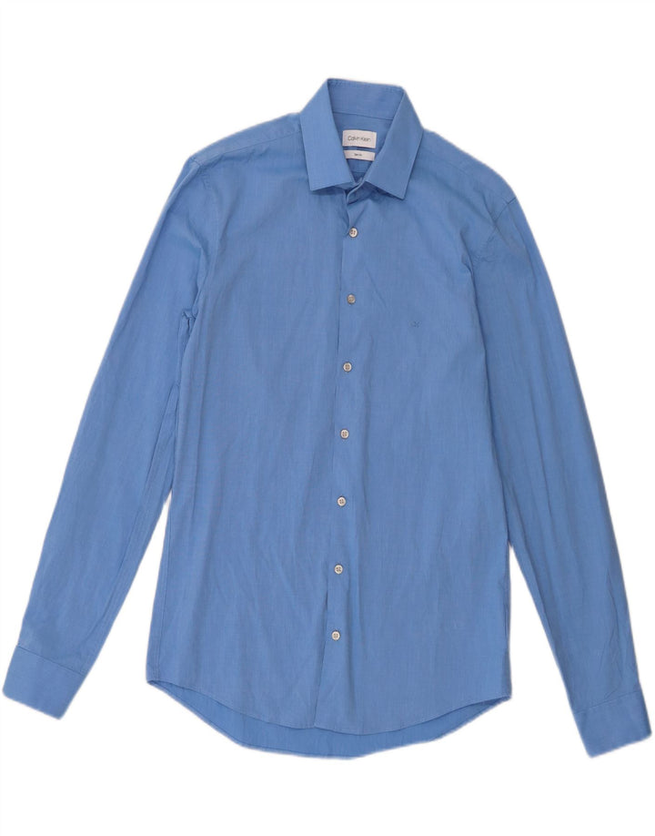 Calvin Klein Mens Slim Fit Shirt Size 38 15 Medium Blue Cotton