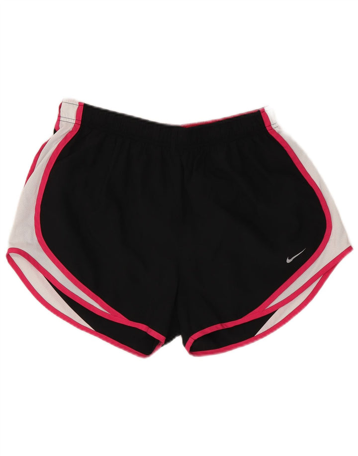 NIKE Womens Dri Fit Sport Shorts UK 14 Large  Black Colourblock